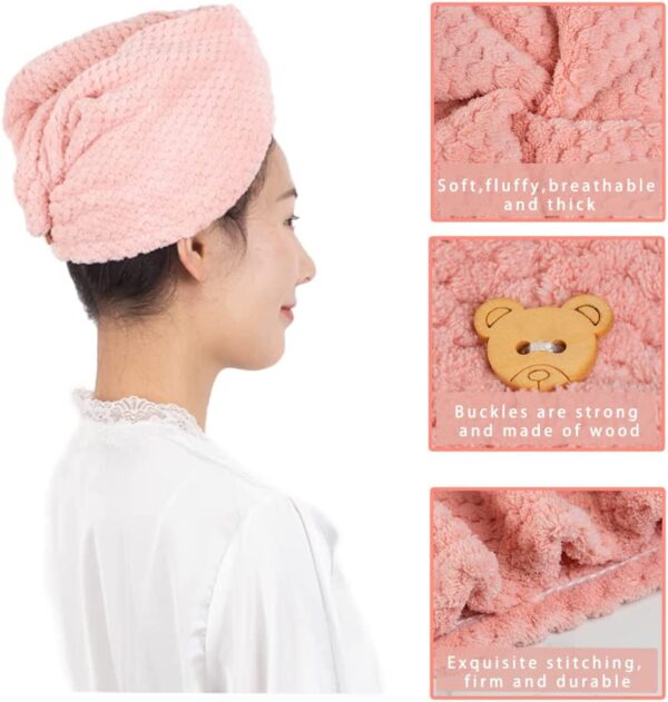 Patterned Absorbent Thick Hair Drying Cap(Pink)