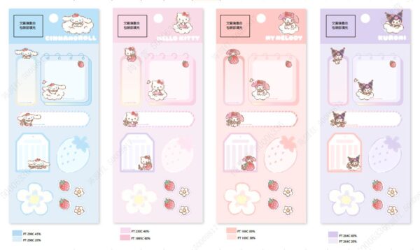Sanrio characters Strawberry Collection Note Stickers(4 Assorted Models)