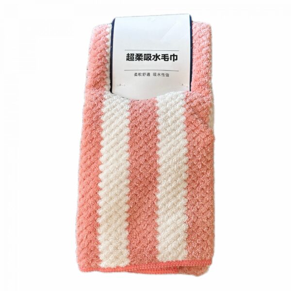 Striped Coral Fleece Towel (Orange)