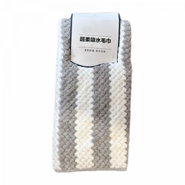 Striped Coral Fleece Towel (Gray)