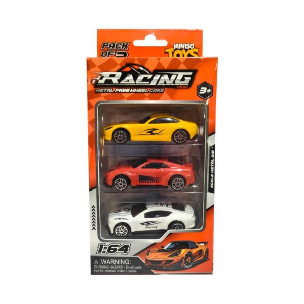 Miniso Metal Free Wheel Cars Pack of 3(YL+RD+WH)