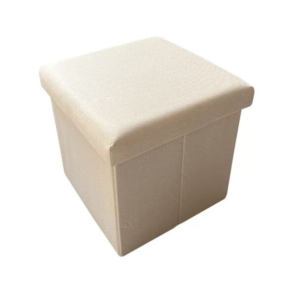 Square Folding Ottoman Storage Box (Beige)