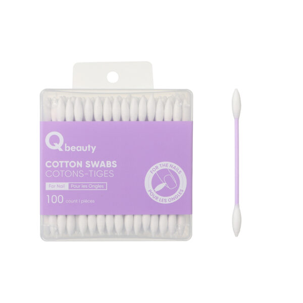 Qbeauty Nail Polish Cotton Swabs 100 Count (Double Pointed Tips)