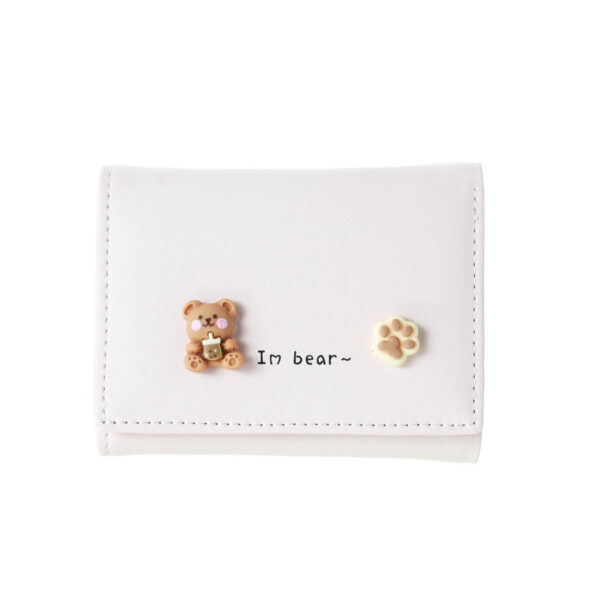 Women's Cream Bear Trifold Wallet(Pink)