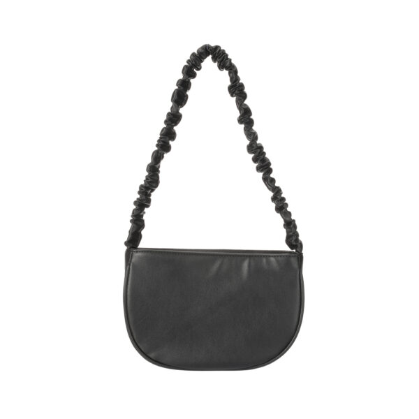 Pleated Half Moon Shoulder Bag(Black)