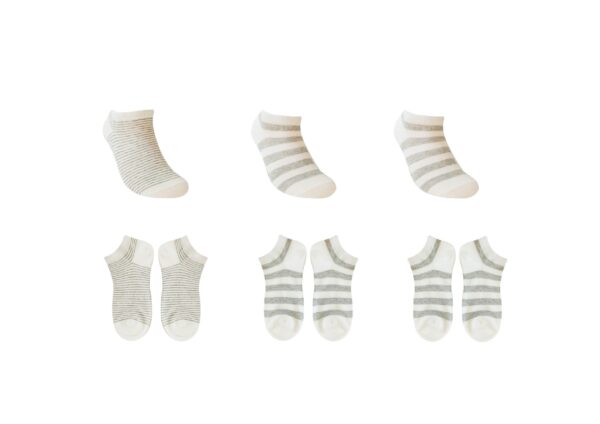 Women's Striped Ankle Socks (6 Pairs)(White)